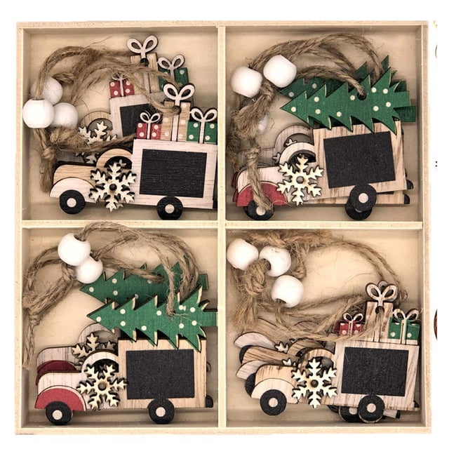 De Colgantes Colgantes De Madera Para Navidad, Adornos De Coche De Alce De Madera Para Decoración Navideña Diy 12 Uds. Vogacara HA045216-02