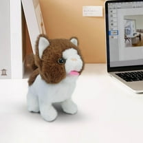Electric Plush Kitten Toy Brown - Interactive Moving Stuffed Cat with Realistic Sounds Pet Companion for Home Decor and Stress Relief