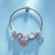 thumbnail image 1 of Bonitas pulseras de puño para mujeres y niñas, brazalete ajustable de acero inoxidable con diseño de dibujos animados para esposas y novias, regalos de joyería., 1 of 3