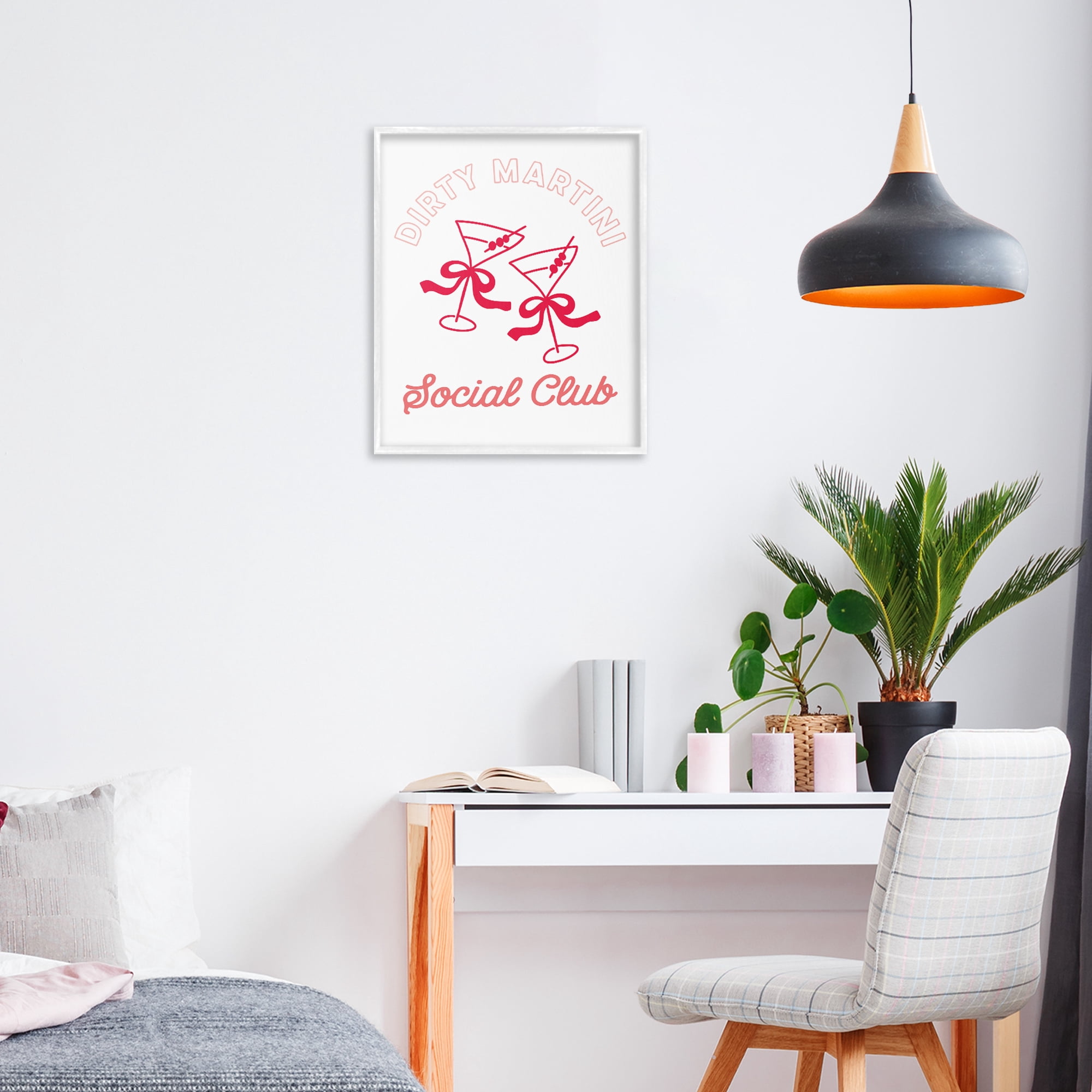 Stupell Industries Pink Martini Social Club White Framed Giclee Art, design by Lettered and Lined