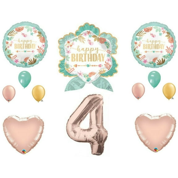 Boho Arrow 4th Birthday Party Balloons Decoration Supplies Fourth Rose Gold Chic