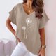 thumbnail image 1 of Fiudx Camisetas para Mujer Blusa Superior de Manga Corta con Cuello En V Regular Estampada a La Moda Sexy de Verano para Mujer, 1 of 6
