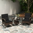 thumbnail image 1 of Costway 3 PCS Rocking Bistro Set with Removable Cushions & Tempered Glass Top Coffee Table Black, 1 of 10