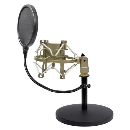 Samson MD5 Weighted Desktop Podcast Podcasting Mic Stand+Shockmount+Pop Filter