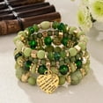 thumbnail image 3 of 4Pcs Boho Crystal Beads Chain Bracelet Set For Women Vintage Heart Charm Elastic Bangle Female Fashion Party Jewelry, 3 of 6