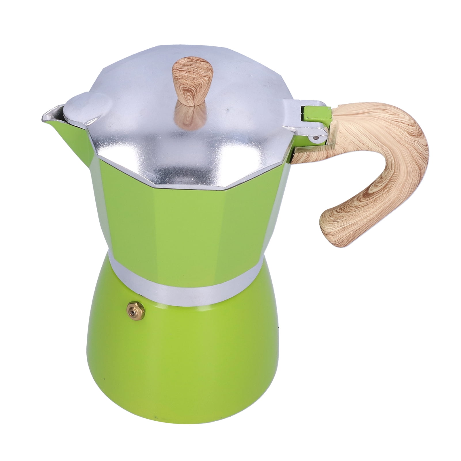 YAHHU 300ML 6-Cup Aluminum Stovetop Espresso Maker, Premium Classic Moka Pot Coffee Kettle for Gas and Camping Stoves, Authentic Italian Style Brewing, Green Color (10.14 oz / 300 ml)