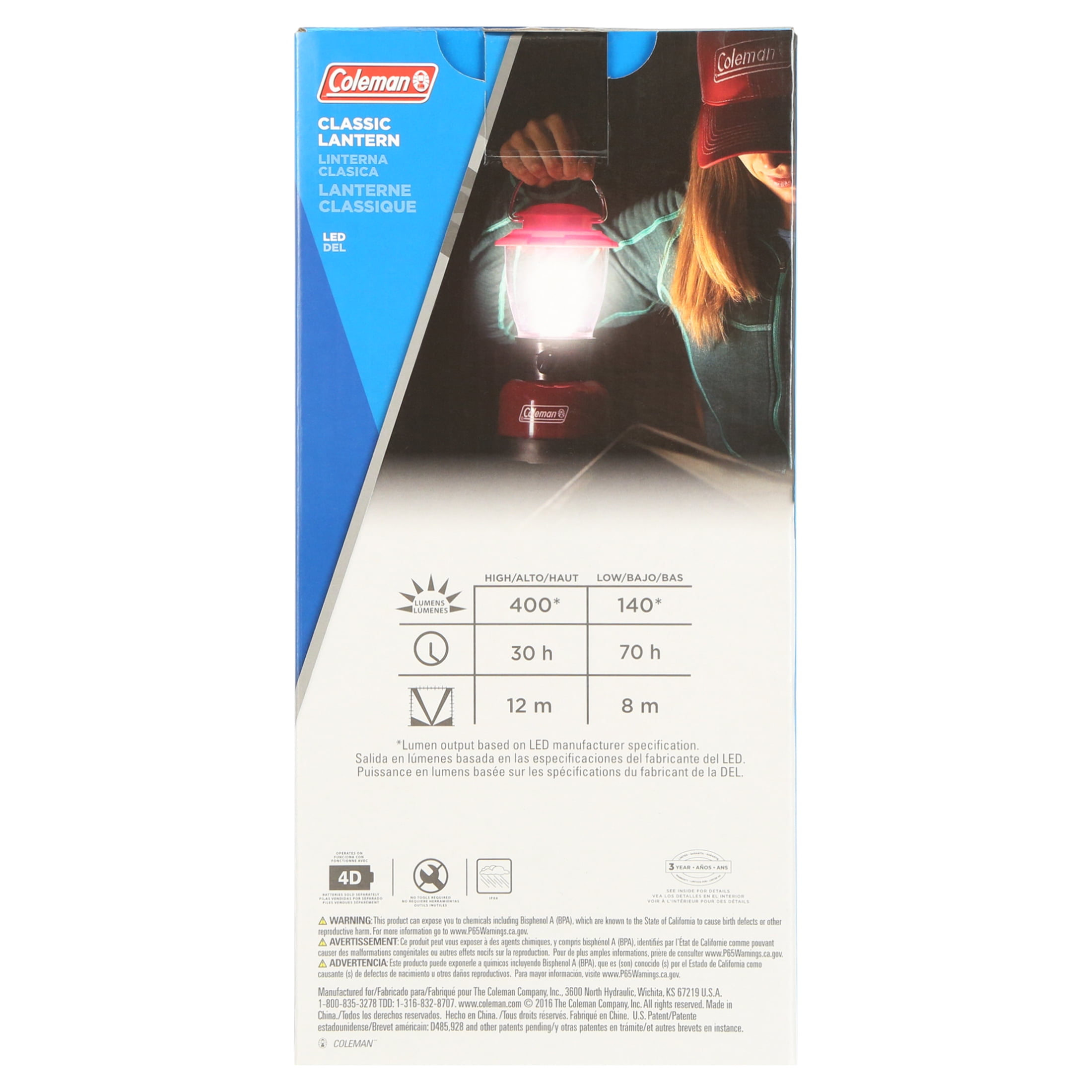 Coleman 400 Lumens Personal LED Lantern with 4D Battery - Walmart.com