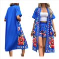 thumbnail image 2 of Bohemio Floral de Corta para Mujer, Talla Grande, con Abertura Frontal, Conjunto de 2 Piezas para Verano Azul XXL, 2 of 6