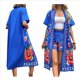 thumbnail image 2 of Bohemio Floral de Corta para Mujer, Talla Grande, con Abertura Frontal, Conjunto de 2 Piezas para Verano Azul L, 2 of 6