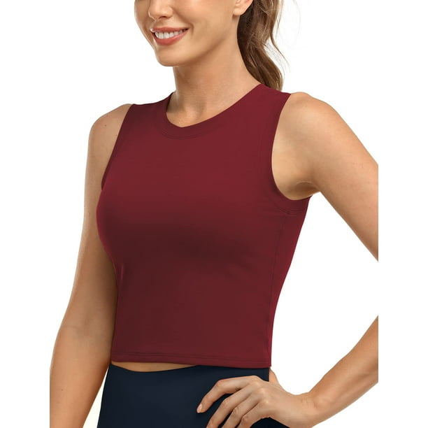 HeyNuts Athletic crop Tops Workout Tops for Women, Yoga Sports Tank Tops  Racerback garnet Red XL 