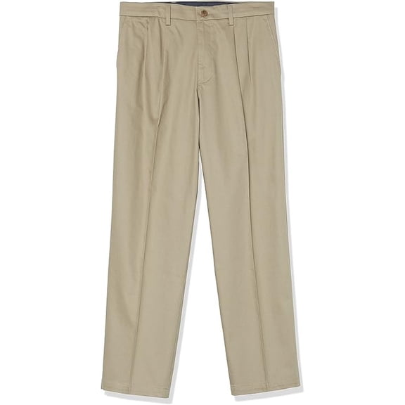 Dockers Men's Big & Tall Classic Fit Signature Khaki Lux Cotton Stretch Pants Pleated Timberwolf Size 48x28