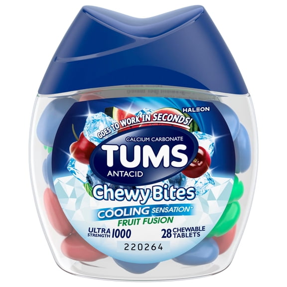 Tums Chewy Bites Ultra Strength Heartburn Relief Chews, Fruit Fusion, 28 Count