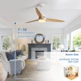 thumbnail image 4 of 56 inch Wood Ceiling Fan Indoor w/Light and Remote Control 3 Wood Blades Bedroom - Blades Span 56 Inches White with Burlywood Blades, 4 of 5