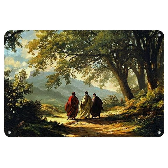 Road to Emmaus Iron Wall Art, 8x12 inches - Frameless Painting for Home Decor, Perfect for Room Decor