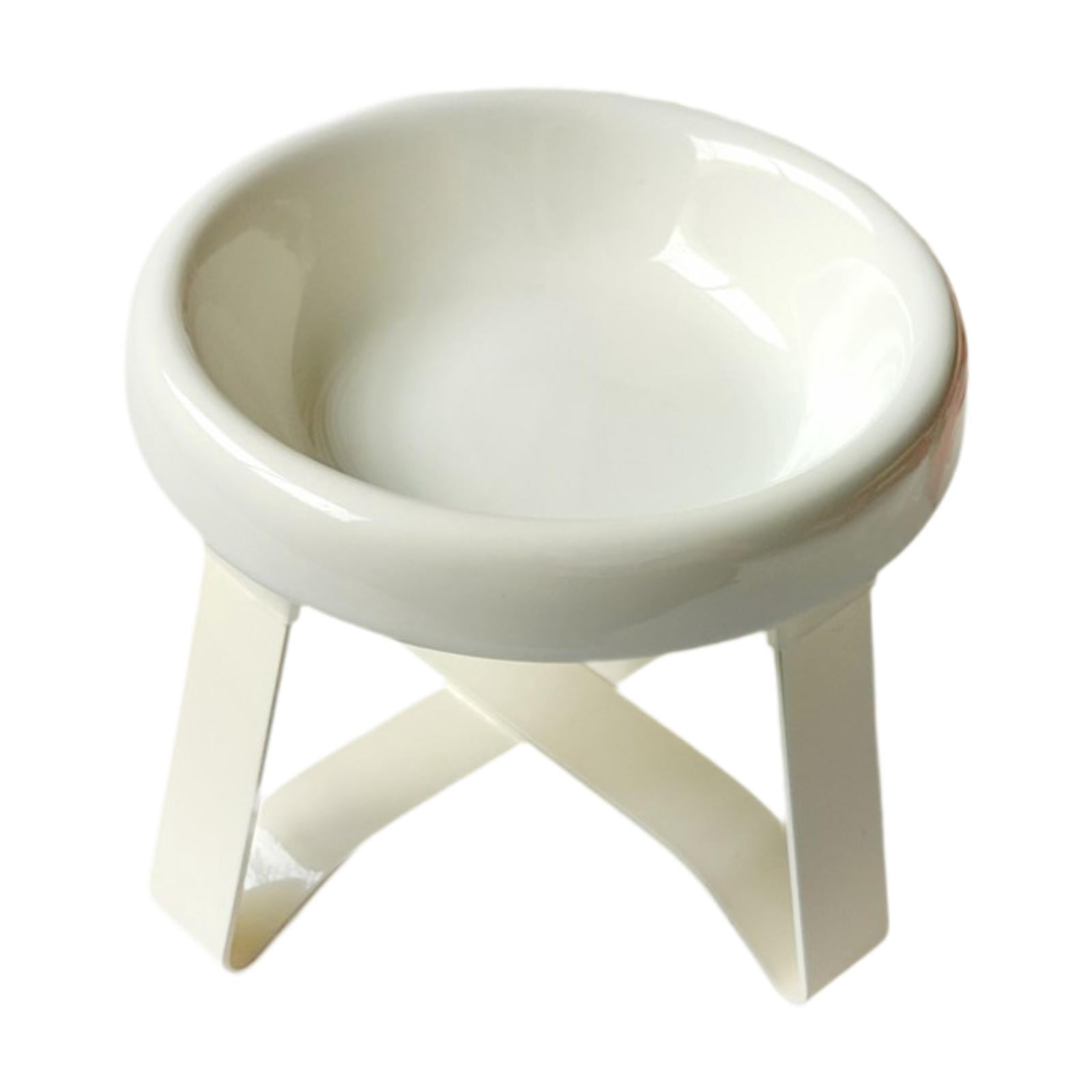 Bothyi Cat Bowl with Stand Ceramic Dog Bowl for Small and Medium Breeds White