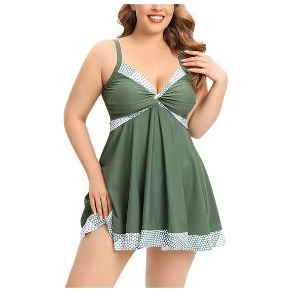 Plus Size Two Piece Swimdress with Boyshorts for Women Flowy Swimsuits Tankini Bathing Suits