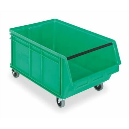 Mobile Storage Bin, Polyethylene, Green, 14 7/8 in H, 18 3/8 in W, 29 in L