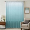 thumbnail image 3 of Turquoise Ombre Sheer Curtains 45 Inch Length, Light Filtering Voile Curtain Panel, Teal White Gradient Modern Abstract Art Rod Pocket Drapes Window Treatments for Living Room Bedroom 52"x45", 3 of 9