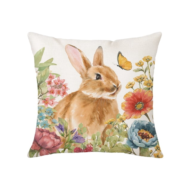 Wozhuo Easter Pillow Rabbits Patterns Throw Pillow Cases Decorative Cushion Covers For Sofa Couch Home Easter Decor Easter Home Decor