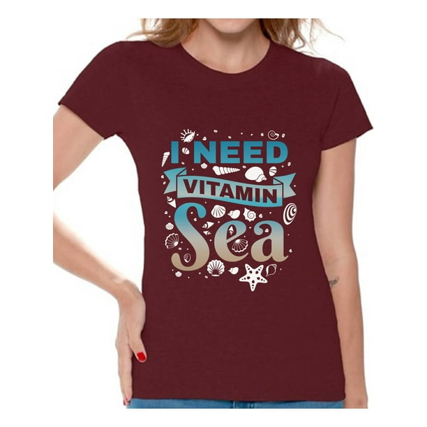 Awkward Styles Awkward Styles I Need Vitamin Sea Tshirt For Women Vacation Shirts Summer Vibes T Shirt Funny Gifts For Summer Beach Vibes Tshirt Women S Beach Shirt Funny Beach Party Outfit