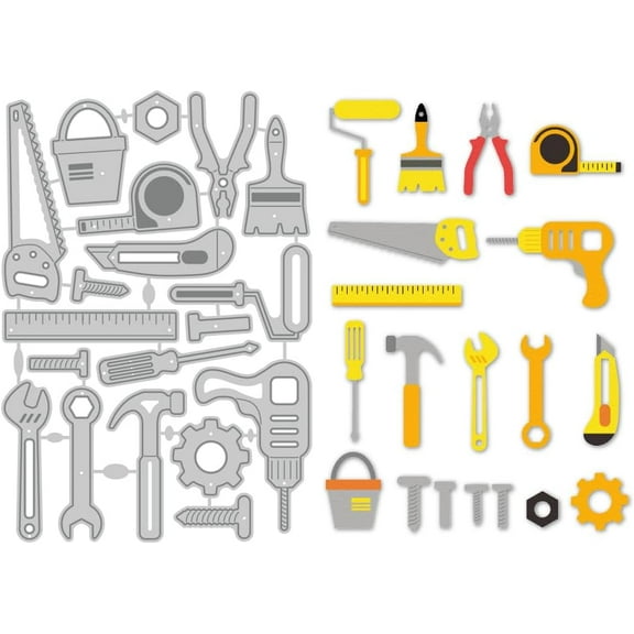 Tool Theme Carbon Steel Cutting Dies Stencils for DIY Scrapbooking Photo Album Decorative Embossing Paper Card 160x110x0.8mm