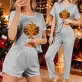 thumbnail image 2 of Levmjia Womens 3 Piece Pajama Set Short Sleeve Top With Pants and Shorts Thanksgiving Soft Sleepwear Casual Home Comfort Relaxing Nightwear Daily Wear, 2 of 8