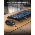 thumbnail image 3 of Wireless Keyboard and Mouse Combo - Ergonomic Wave Rechargeable Keyboard with Soft Leather Wrist Rest, RGB Backlit -Black, 3 of 8