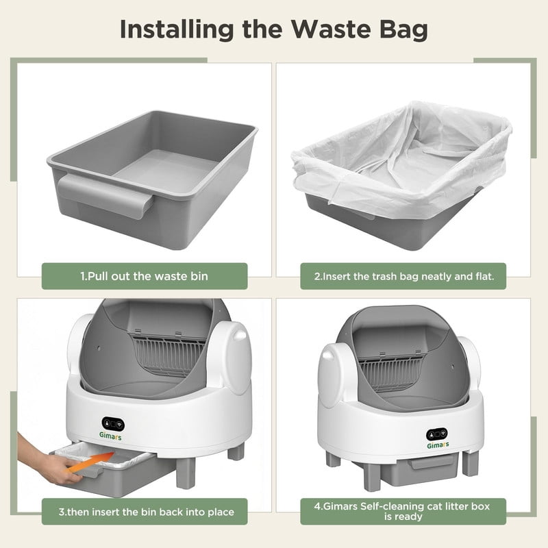 Gimars Self Cleaning Cat Litter Box, Open-Top, Large Capacity, Safety Sensors, For Multi Cats