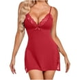 thumbnail image 3 of Women Lace Lingerie Nightgown Sleepwear Satin Chemise Nightdress V Neck Nighty Sleep Shirt, 3 of 3