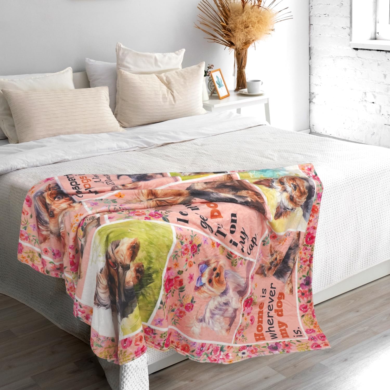 Yorkie Gifts Yorkie Blankets 50"X60" Yorkshire Terrier Dog Throw Blanket for Dog Lovers Mom Dad Flannel Puppy Print Blanket for Couch Sofa Bed Car