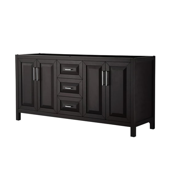 Wyndham Collection Daria 72" No-Mirror Wood Double Bathroom Vanity in Espresso