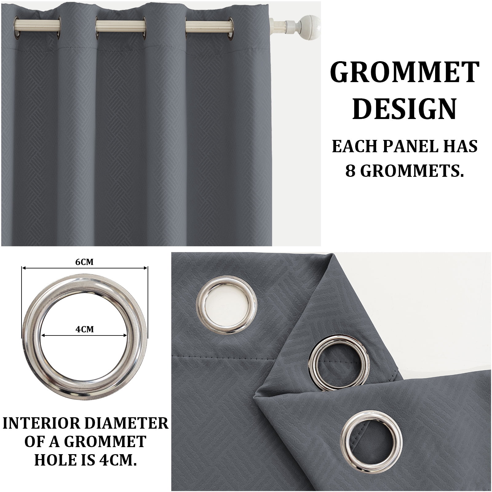 JIATER Blackout Curtains Set of 2 Panels for Bedroom Living Room 42 x 63 in,Thermal Insulated Room Darkening Blackout Curtains with Grommet,Dark Gray