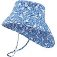 thumbnail image 1 of Gorro de verano de algodón para bebé UPF 50+ para niños y niñas, gorro de sol para niños con protección para el cuello y correas ajustables para la barbilla, 1 of 5