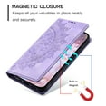 thumbnail image 5 of Case for Google Pixel 8 Pro Wallet Case for Women Girls with Card Holder, Embossed Flower Pattern Magnetic Flip PU Leather Purse Protective Phone Cover for Google Pixel 8 Pro, Purple, 5 of 11