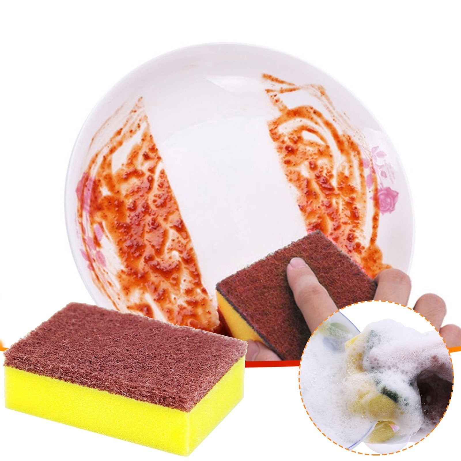 Meitianfacai Nylon Emery Sponge For Kitchen Cleaning Dishwashing Sponge Cleaning Dishwashing Dishwashing Dishwashing Pot Washing Dishwashing 2pc