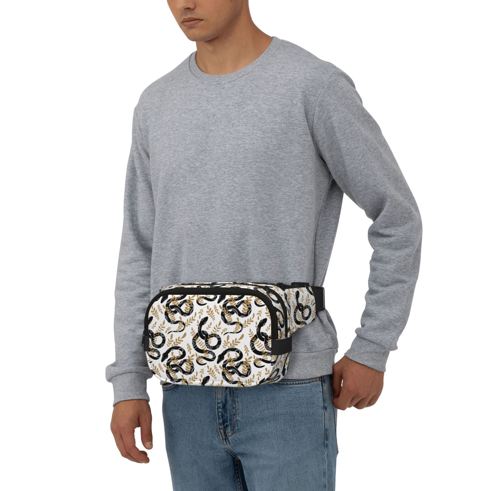 Kuqiui Snake Print Fanny Packs for Women Cross Body Waist Bag Fashionable Fanny Pack Designer Workout Hiking Waist Pack Running Travel Gym