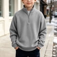 thumbnail image 2 of Sevevn Kids Boys Quarter Zip Waffle Knit Sweatshirt Stand Collar Long Sleeve Casual Pullover, 2 of 9