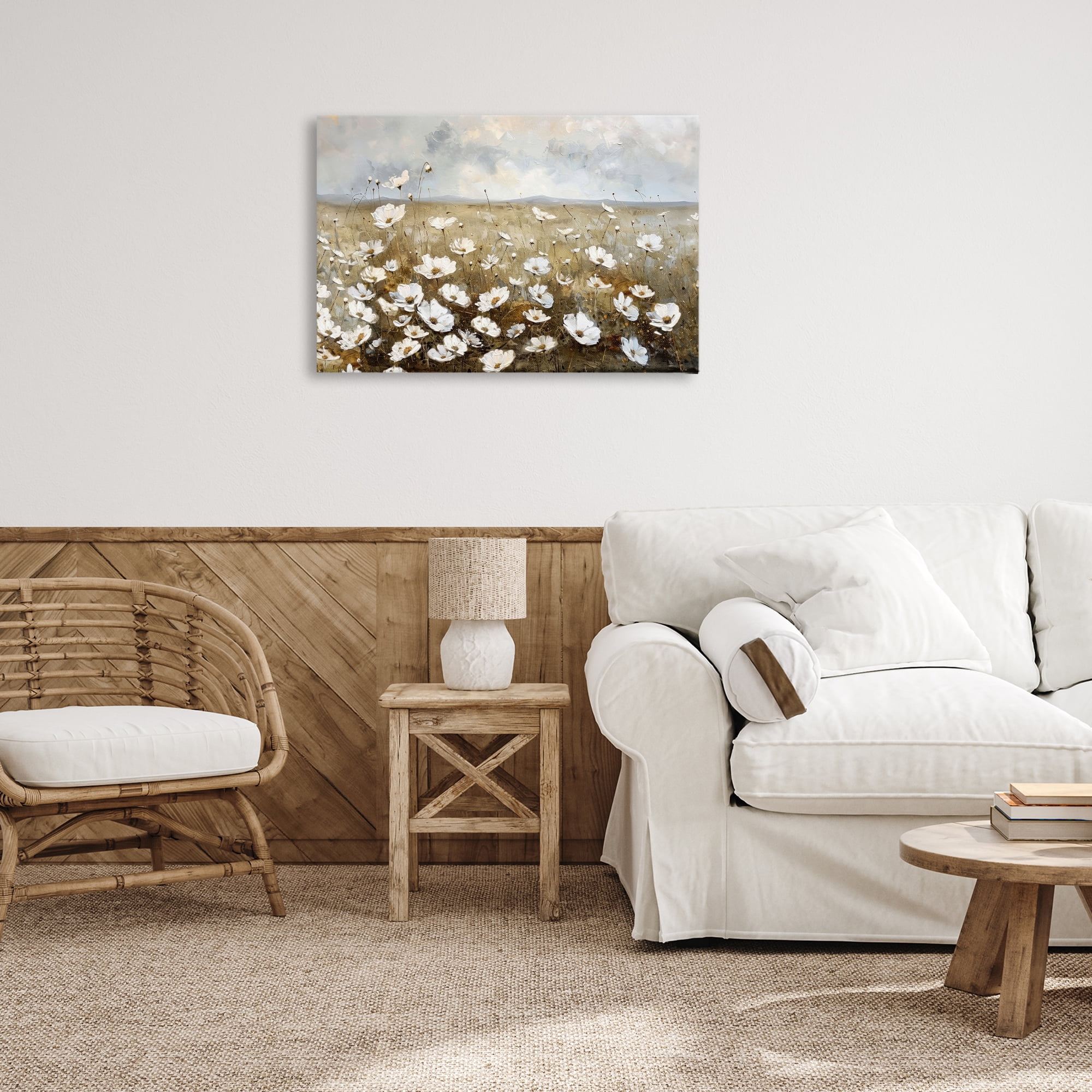 Stupell Industries Prairie Wildflower Field Landscape Painting Gallery Wrapped Canvas Art Print Wall Art, 30 x 20