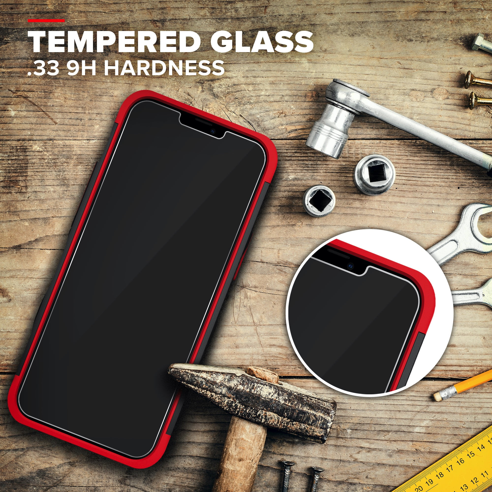 ZIZO BOLT Series for iPhone 12 / iPhone 12 Pro Case with Screen Protector Kickstand Holster Lanyard - Black & Red