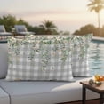 thumbnail image 3 of Lumbar Pillow Covers 20x12 Inch Set of 2, Watercolor Floral Waterproof Outdoor Pillow Covers, Spring Flowers Leaves Plants Gray Plaid Decorative Cushion Pillowcases for Couch, Sofa, Bed, Patio, 3 of 9