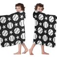 thumbnail image 4 of Black White Baseball Stars Pattern Hooded Bath Towel，60"x35" for Ages 3 To 12 Kids, Quick Dry Lightweight Soft Microfiber Hood Beach Towel Cover Up for Kids, 4 of 7