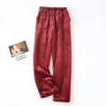 thumbnail image 6 of Women Plush Fuzzy Pajama Pants Flannel Fleece Winter Warm Lounge Sleepwear Nightwear with Pockets, 6 of 7