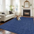 thumbnail image 3 of Vintage Navy Blue Large Area Rugs for Bedroom Living Room, Soft Non Slip Carpet Bedside Rug, Farmhouse Retro Dark Solid Color Linen Texture Rectangular Floor Cover Kitchen Accent Rug 5'x8' for Office, 3 of 9