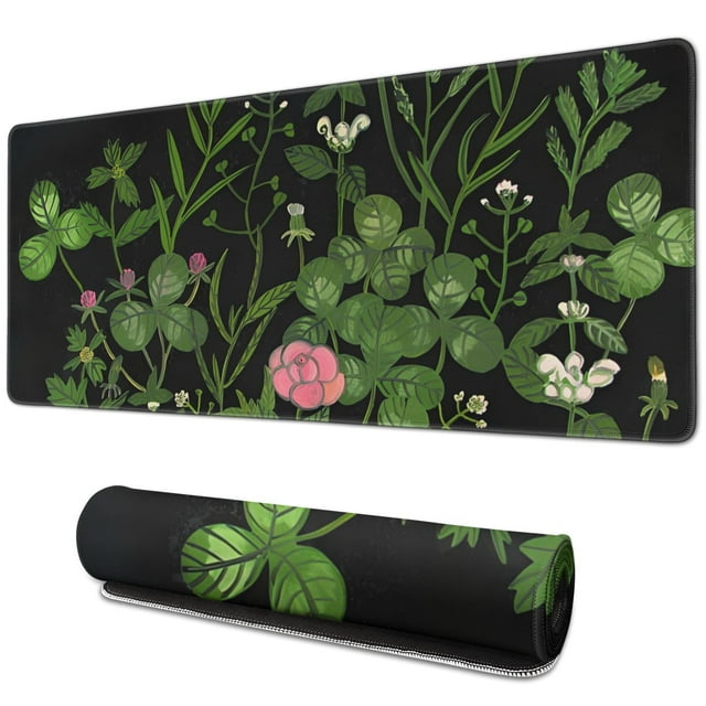 Large Mouse Pad for Desk: XXL Extended Gaming Pad, Durable Stitched Edges, Non-Slip Rubber Base, Keyboard Mouse Mat Ideal for Work, Gaming, Office, Home - Unique Weeds Design 31.5 x 11.8 inch