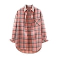 thumbnail image 2 of Jovrlynd Flannel Plaid Shirts for Women Button Down Collared Long Sleeve Loose Fall Casual Office Shirt Shacket with Pocket, S-2XL, 2 of 9