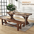 thumbnail image 3 of NIUTN 71" Rectangular Rustic Solid Pine Wood Farmhouse Dining Table,walnut, 3 of 8