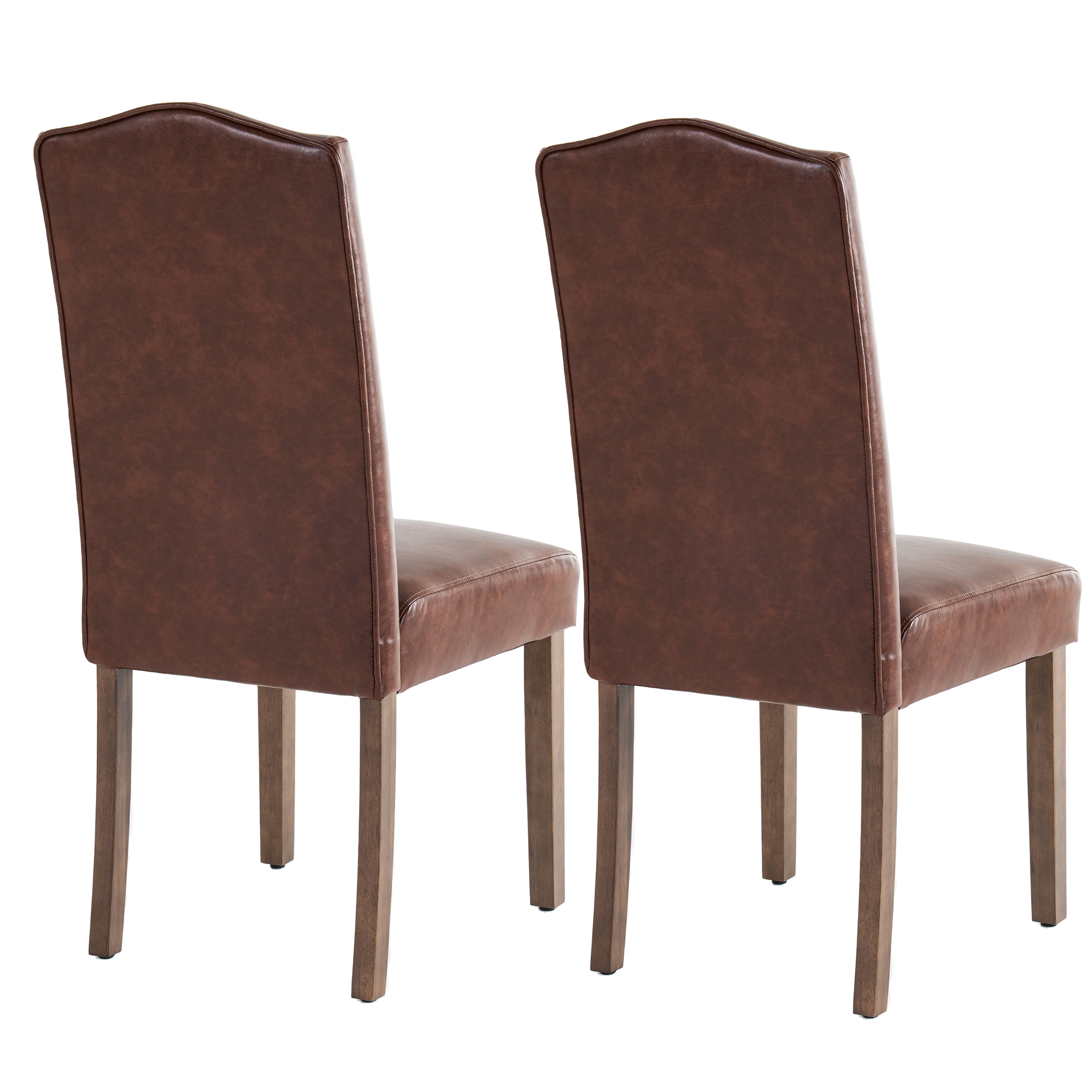 Snugway Modern Faux Leather Dining Chairs, Reddish Brown with Nailhead Trim, Set of 2