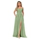 thumbnail image 1 of Vestido formal BOLENSYE de gasa con hombros descubiertos, verde salvia, US18W, 1 of 7