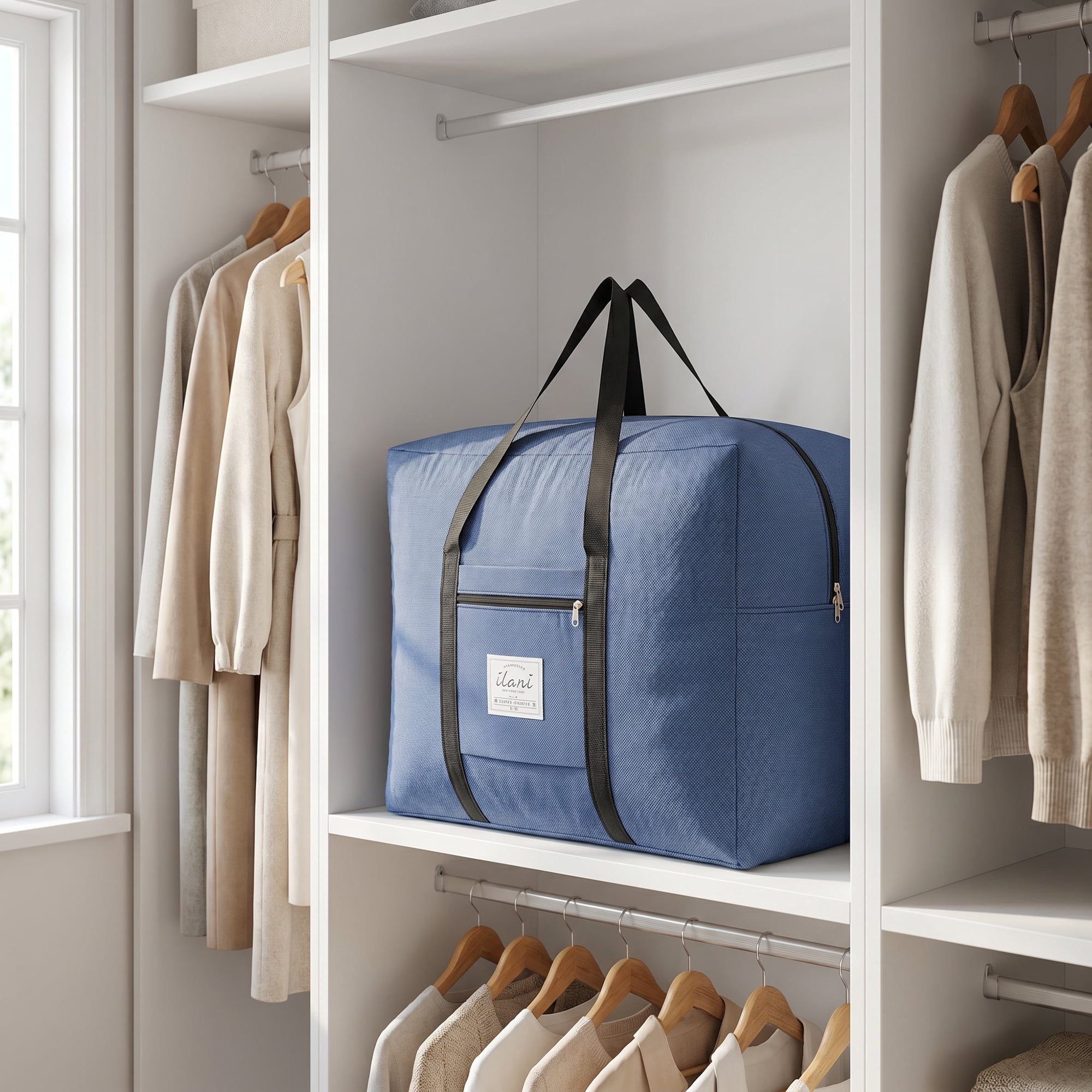 Unique Bargains Extra Large Oxford Travel Storage Bag for Organizing Navy Blue 20.1" x 16.1" x 10.2"