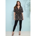 thumbnail image 2 of Roaman's Women's Plus Size Angelina Crinkle Crepe Y-Neck Short Sleeve Tunic, 2 of 6